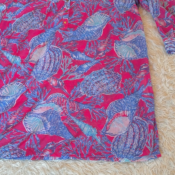 Talbots pink & blue seashell sheer swim beach coverup 3X - Picture 3 of 13